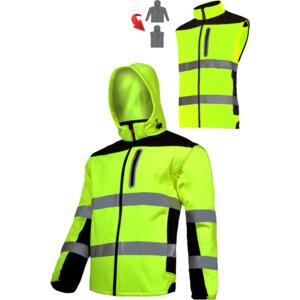 HIGH-VISIBILITY SOFT-SHELL JACKET WITH DETACHABLE SLEEVES COLOUR YELLOW L4091901