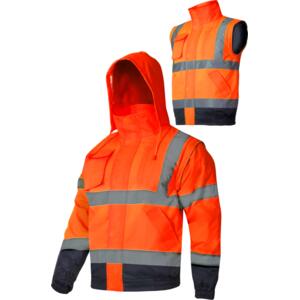 HIGH-VISIBILITY PADDED JACKET WITH DETACHABLE SLEEVES COLOUR ORANGE L4092601